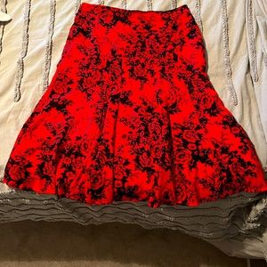 Red and black floral skirt